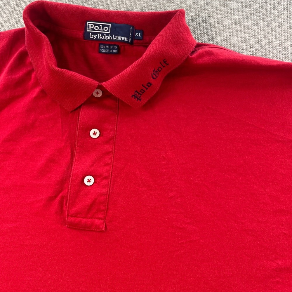 Polo Golf Ralph‎ Lauren Mens XL Red Short Sleeve Cotton Polo Shirt Golf Y2K VTG